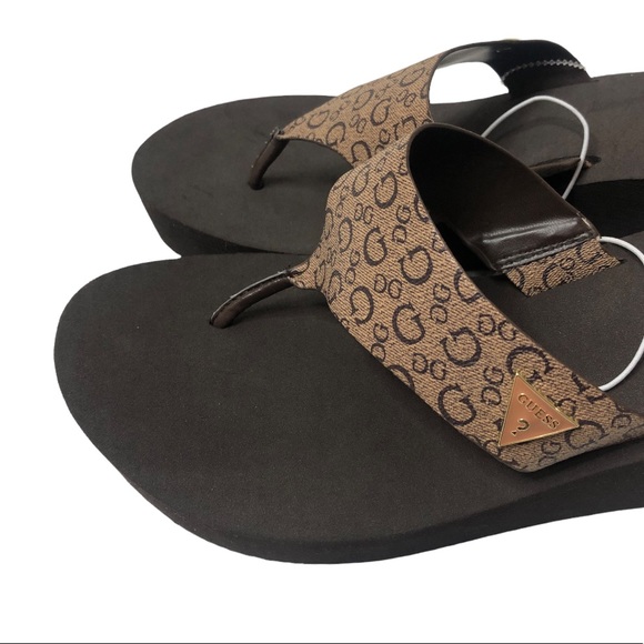 NWT GUESS Women's Brown Platform Heel Flip Flops Sandals Shoes Size 11 - Picture 7 of 12